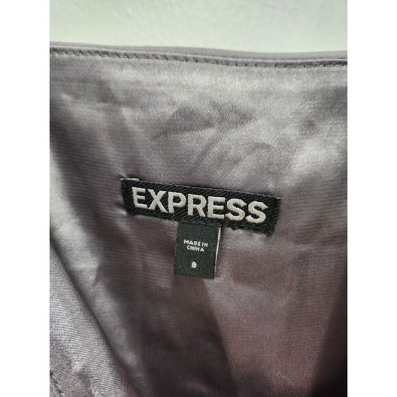 Express Womens Cocktail Dress Size 8 Gray Black Flat Ruffle Sleeveless Beaded - Picture 4 of 9